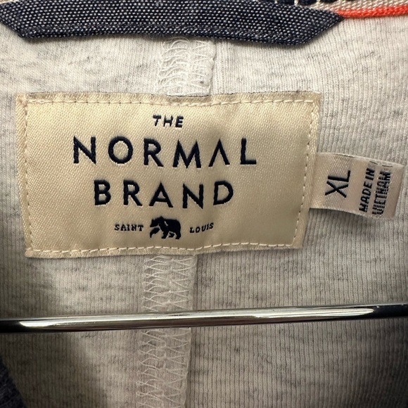 The Normal Brand Puremeso Duke Bomber Jacket Light Gray Navy Accents Size XL - Picture 3 of 10